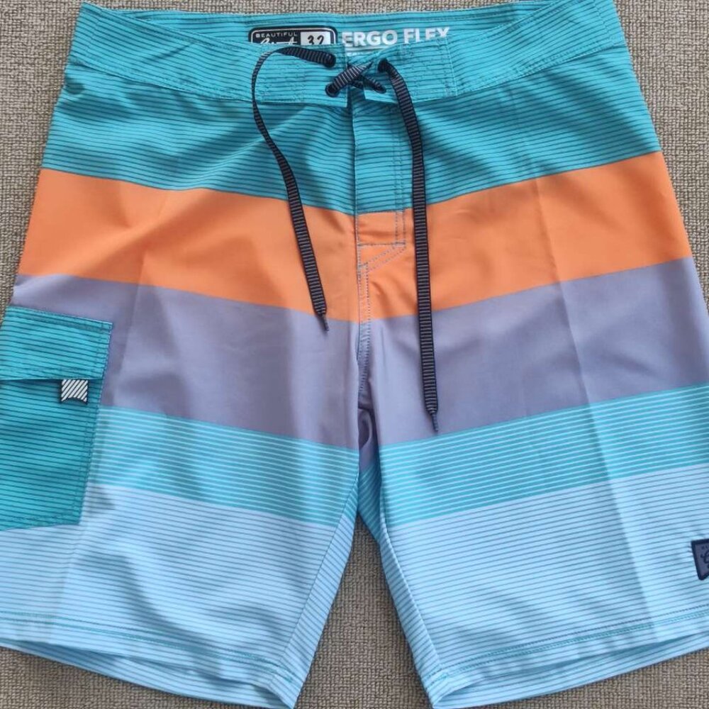 Polyester Spandex Blend Men's Board Shorts with Pocket no Lining
